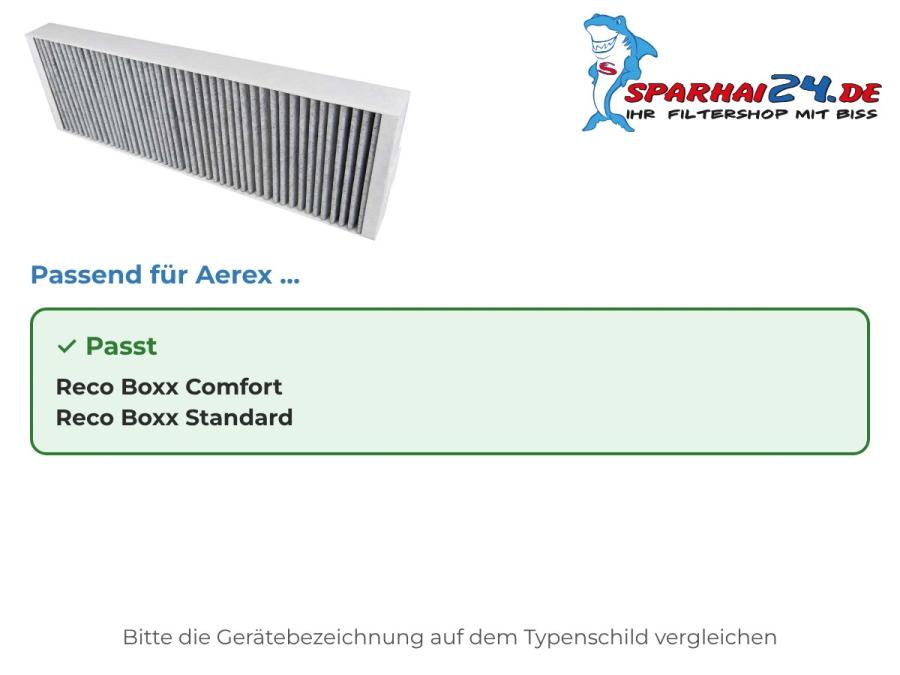 Preview: Aktivkohlefilter passend für Aerex Reco Boxx Comfort / Standard