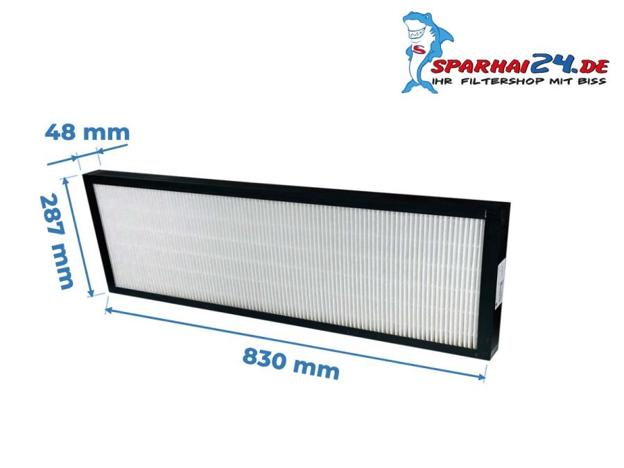 Maße F7 Pollenfilter Paul Maxi 1200 / 1201 / 1202 / 1203: 830x287x48mm
