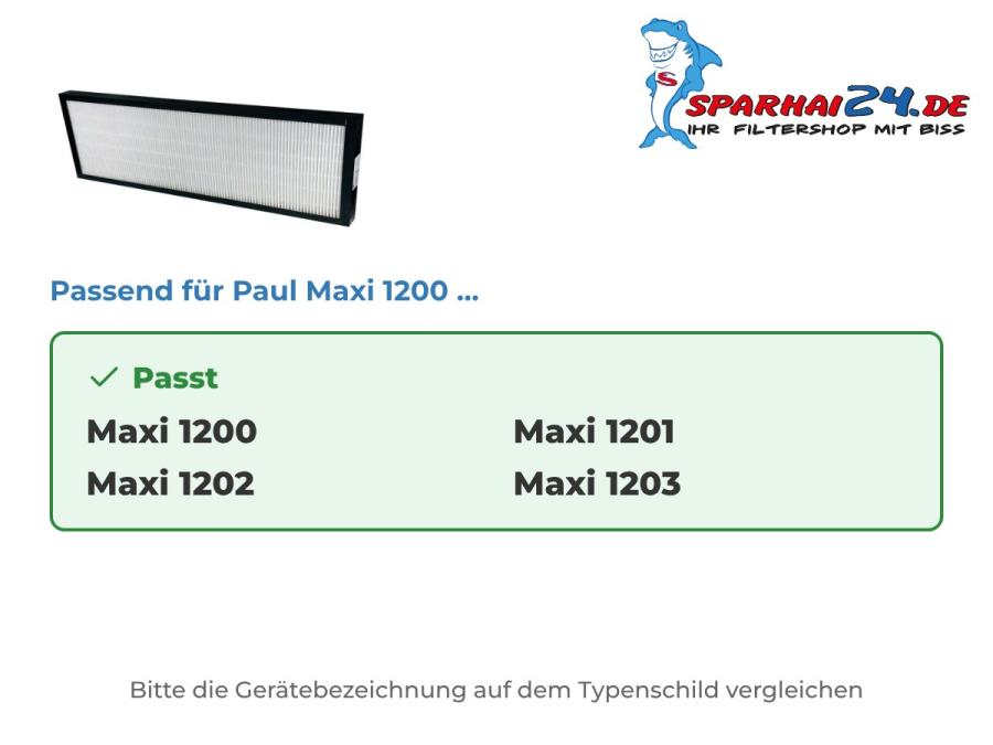 F7 Pollenfilter passend für Paul Maxi 1200, 1201, 1202 und 1203