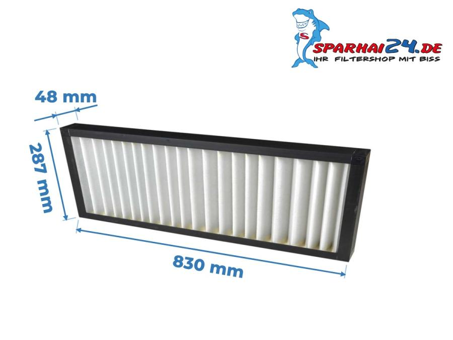 Preview: Maße G4 Grobstaubfilter Paul Maxi 1200 / 1201 / 1202 / 1203: 830x287x48mm