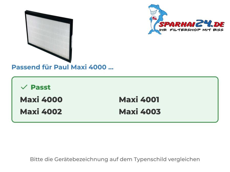 F7 Pollenfilter passend für Paul Maxi 4000, 4001, 4002 und 4003