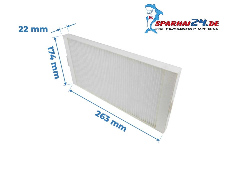 Preview: Maße F7 Pollenfilter Stiebel Eltron LWZ 05.1 / LWZ 07.1: 263x174x22mm