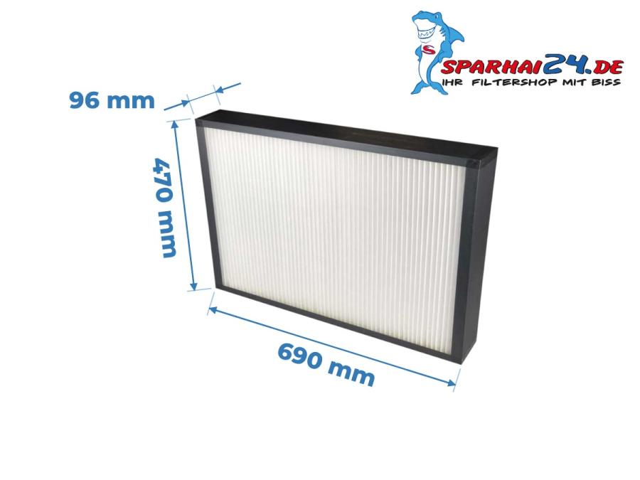 Preview: Maße F7 Pollenfilter Vallox Vario 2500 CC / SE: 690x470x96mm
