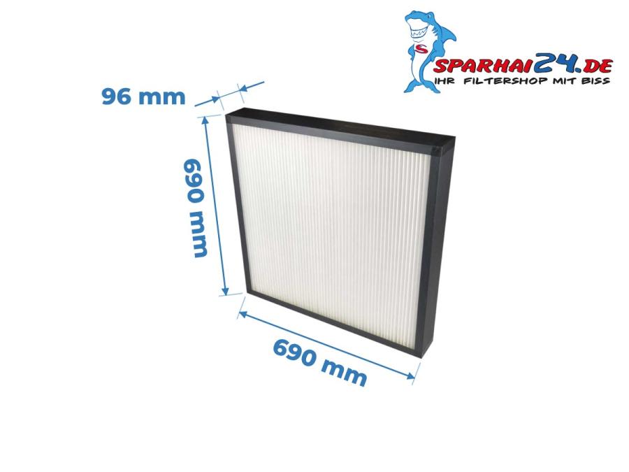 Preview: Maße F7 Pollenfilter Vallox Vario 3500 CC / SE: 690x690x96mm
