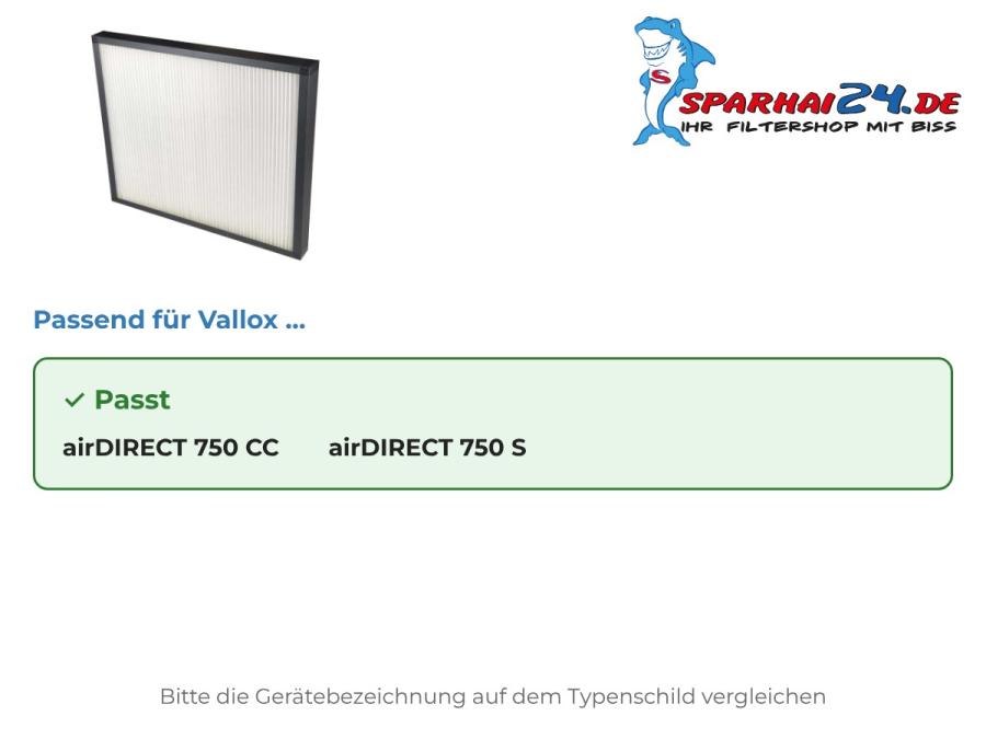 Preview: F9 Pollenfilter passend für Vallox airDIRECT 750 CC und Vallox airDIRECT 750 S