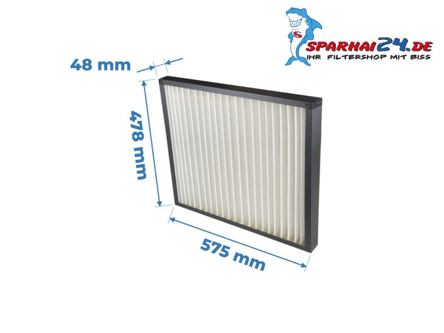 Preview: Maße M5 Feinstaubfilter Vallox airDIRECT 750 CC / S: 575x478x48mm