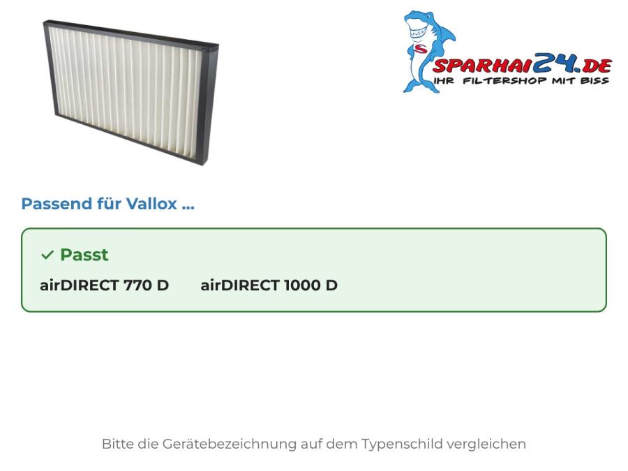 Preview: M5 Feinstaubfilter passend für Vallox airDIRECT 770 D und Vallox airDIRECT 1000 D