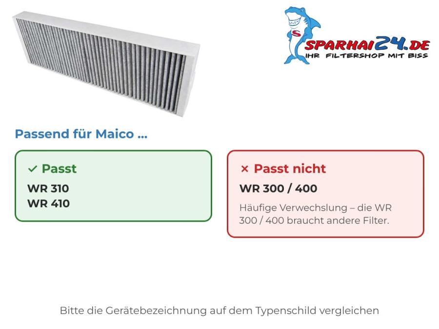 Preview: Aktivkohlefilter passend für Maico WR 310 / 410 – nicht für Maico WR 300 / 400