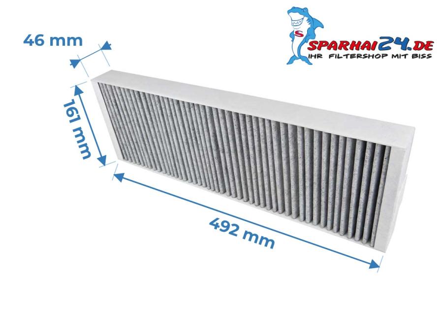 Preview: Maße Aktivkohlefilter Vaillant recoVAIR VAR 260 360: 492x161x46mm