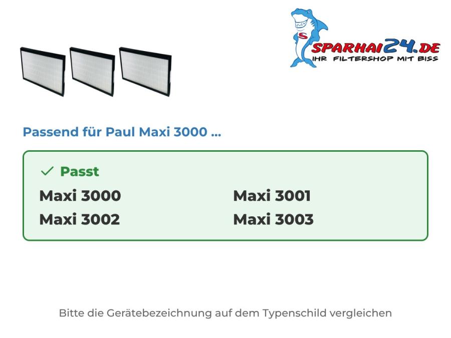 F7 Pollenfilter passend für Paul Maxi 3000, 3001, 3002 und 3003