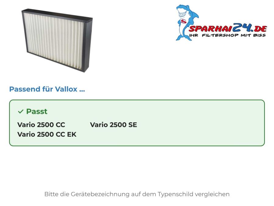 M5 Feinstaubfilter passend für Vallox Vario 2500 CC, Vallox Vario 2500 CC EK und Vallox Vario 2500 SE