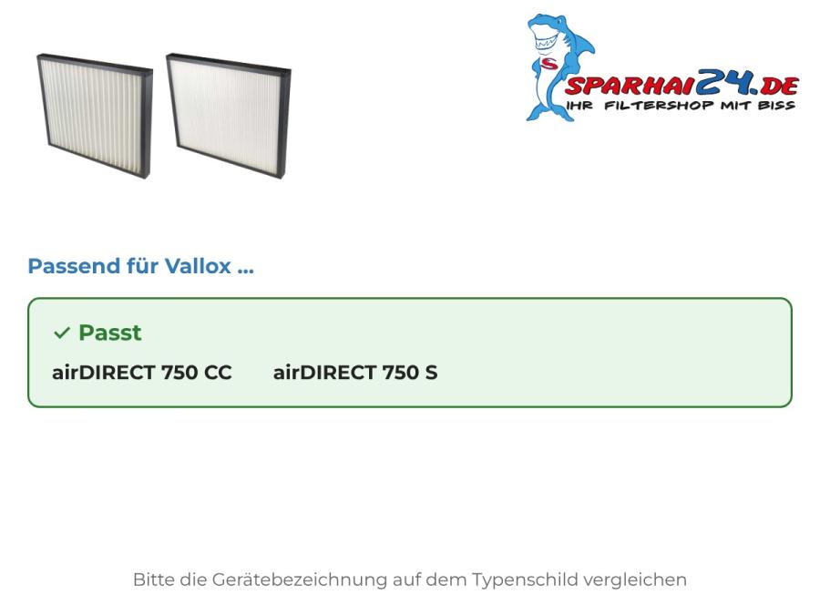 Filterset 1x M5 + 1x F9 passend für Vallox airDIRECT 750 CC und Vallox airDIRECT 750 S