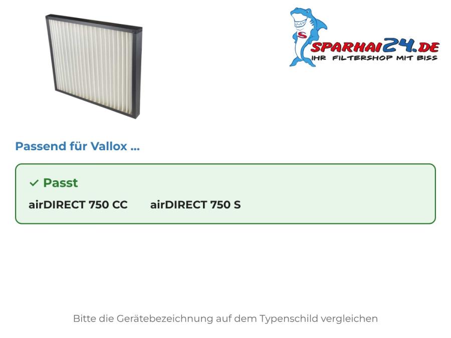 M5 Feinstaubfilter passend für Vallox airDIRECT 750 CC und Vallox airDIRECT 750 S