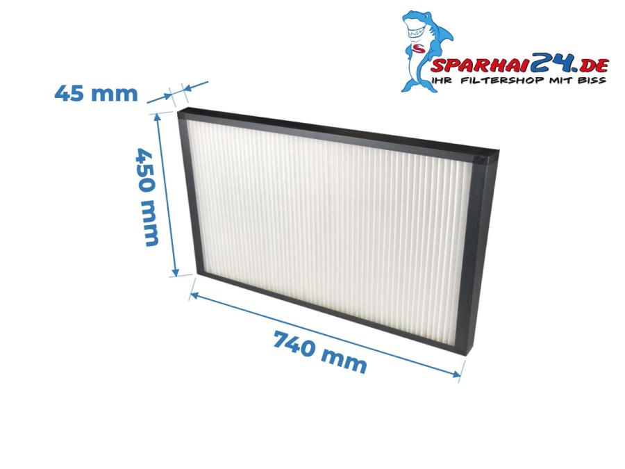 Maße F7 Pollenfilter Vallox airDIRECT 770 D / 1000 D: 740x450x45mm