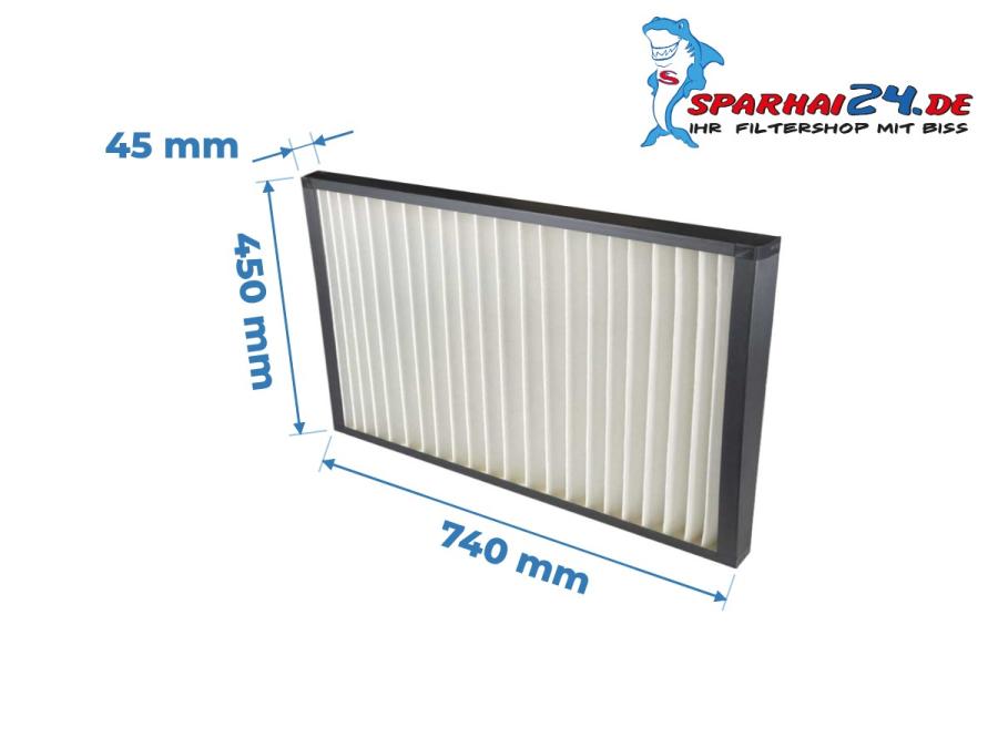 Maße M5 Feinstaubfilter Vallox airDIRECT 770 D / 1000 D: 740x450x45mm