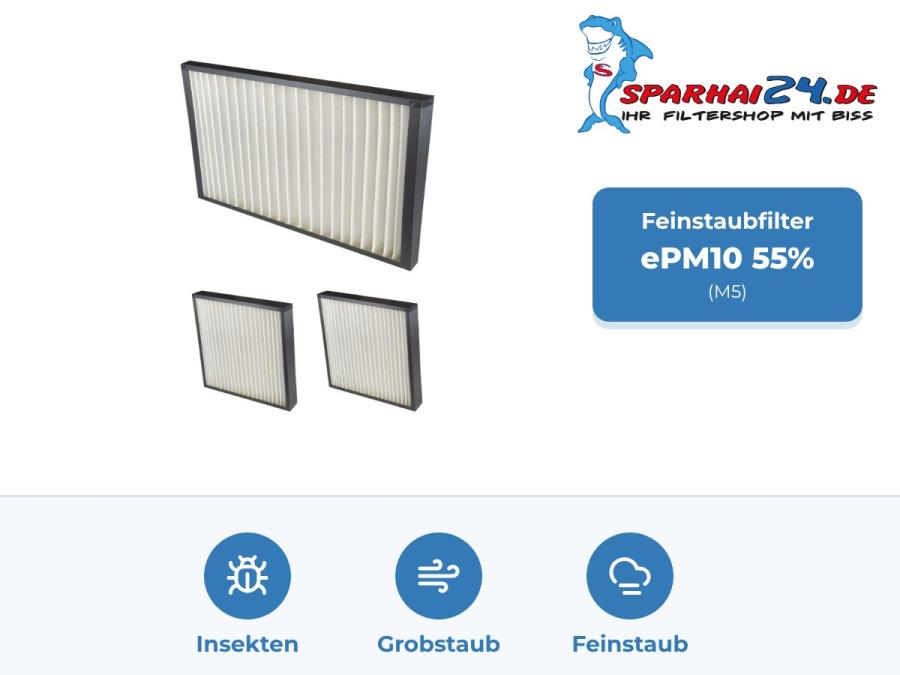 Filterset 3x M5 ePM10 55% für Vallox airDIRECT 770 D / 1000 D: hält Insekten, Grobstaub und Feinstaub zurück