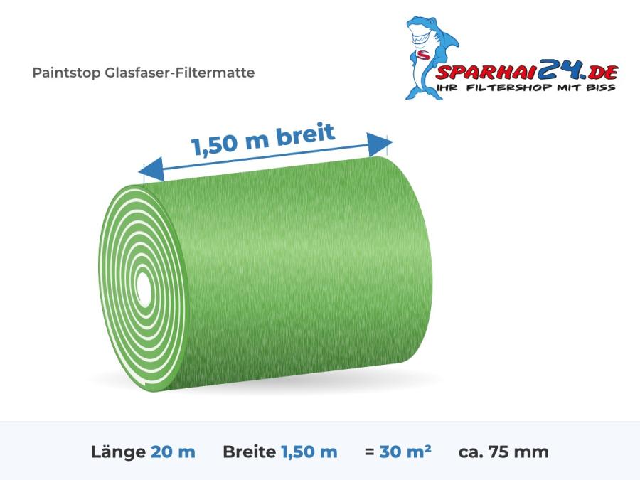 Maße Paintstop Rolle: 20m lang, 1,50m breit, ca. 75mm stark