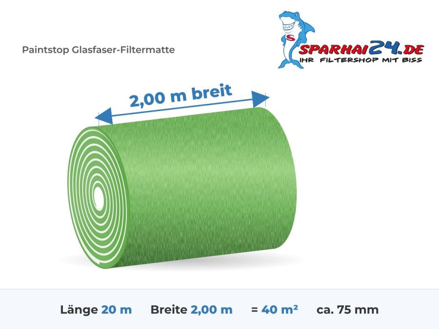 Maße Paintstop Rolle: 20m lang, 2,00m breit, ca. 75mm stark